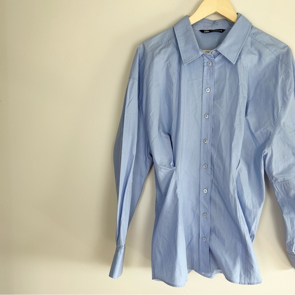 ZARA Blue Adjusted Button-down oversized shirt - Picture 6 of 9